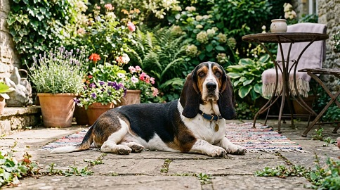 Después: Perro relajado y feliz durmiendo tranquilo solo en casa