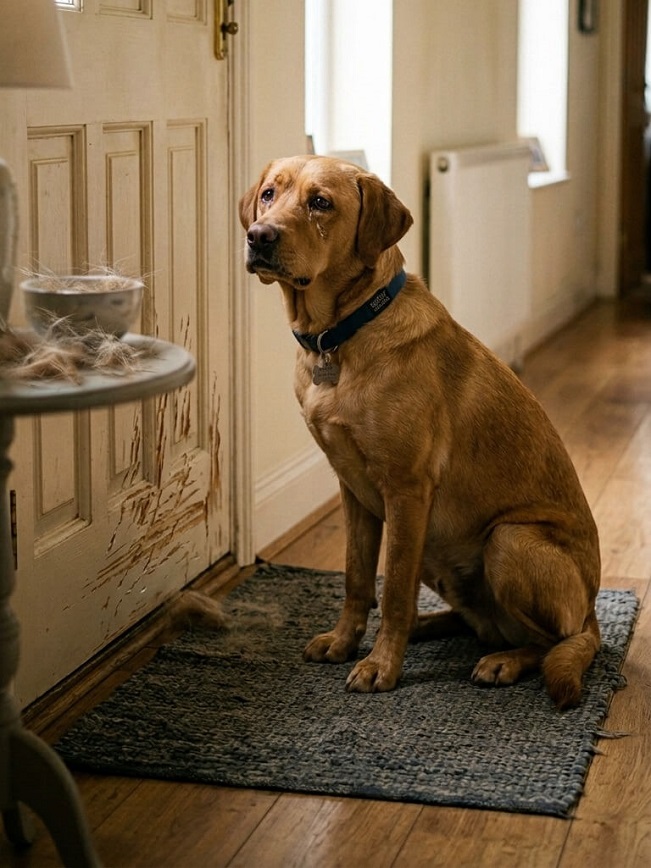 Perro mirando triste a la puerta - ansiedad por separación